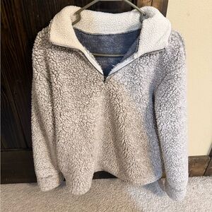 Cozy Gray Sherpa Pullover